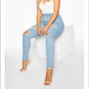 Plus distressed, light wash, skinny jean